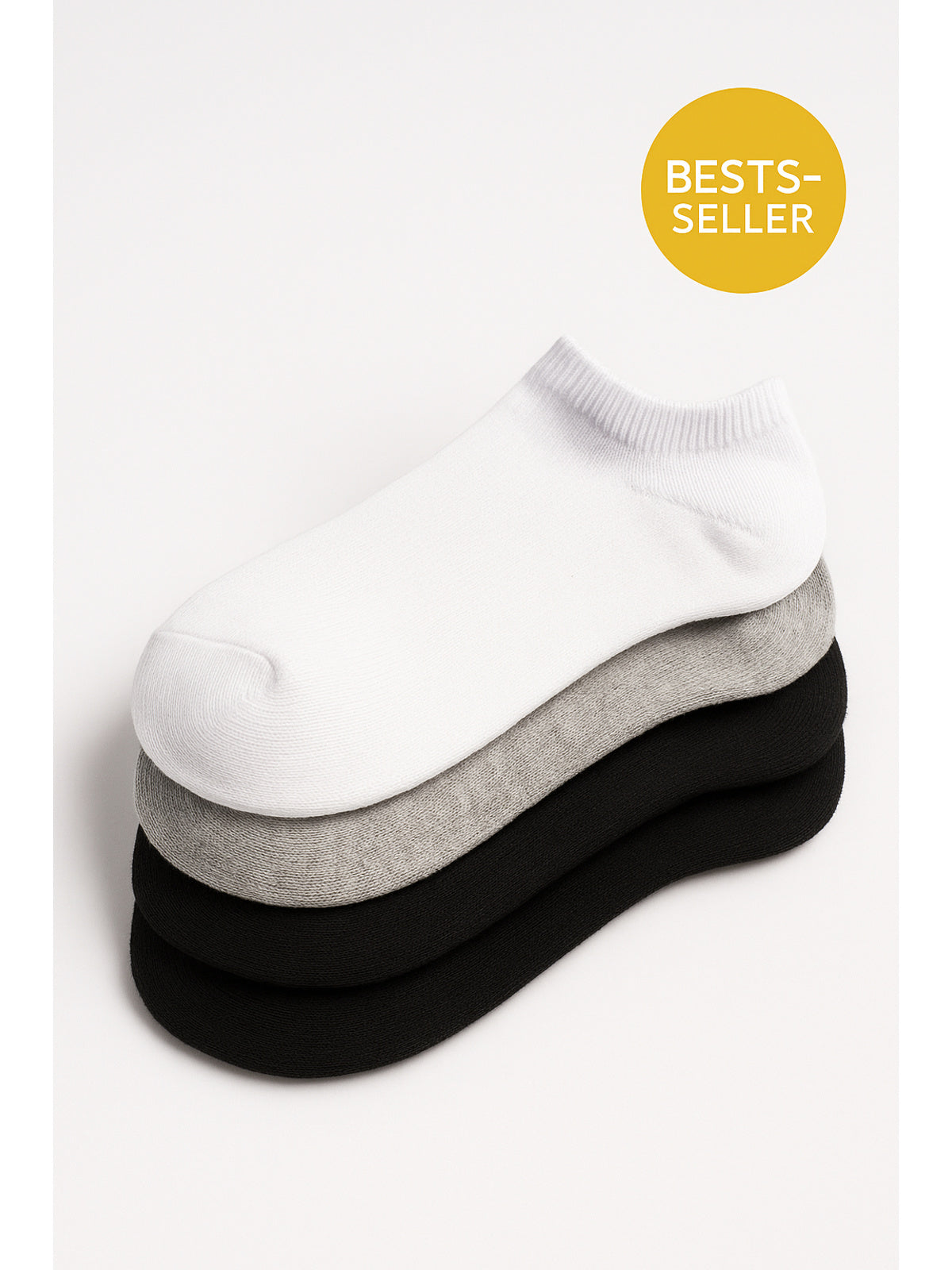 Beliebte Sneakersocken Bestseller Set in Weiß Schwarz Grau, kurze Sneaker Socken für Damen und Herren, atmungsaktiv und passgenau