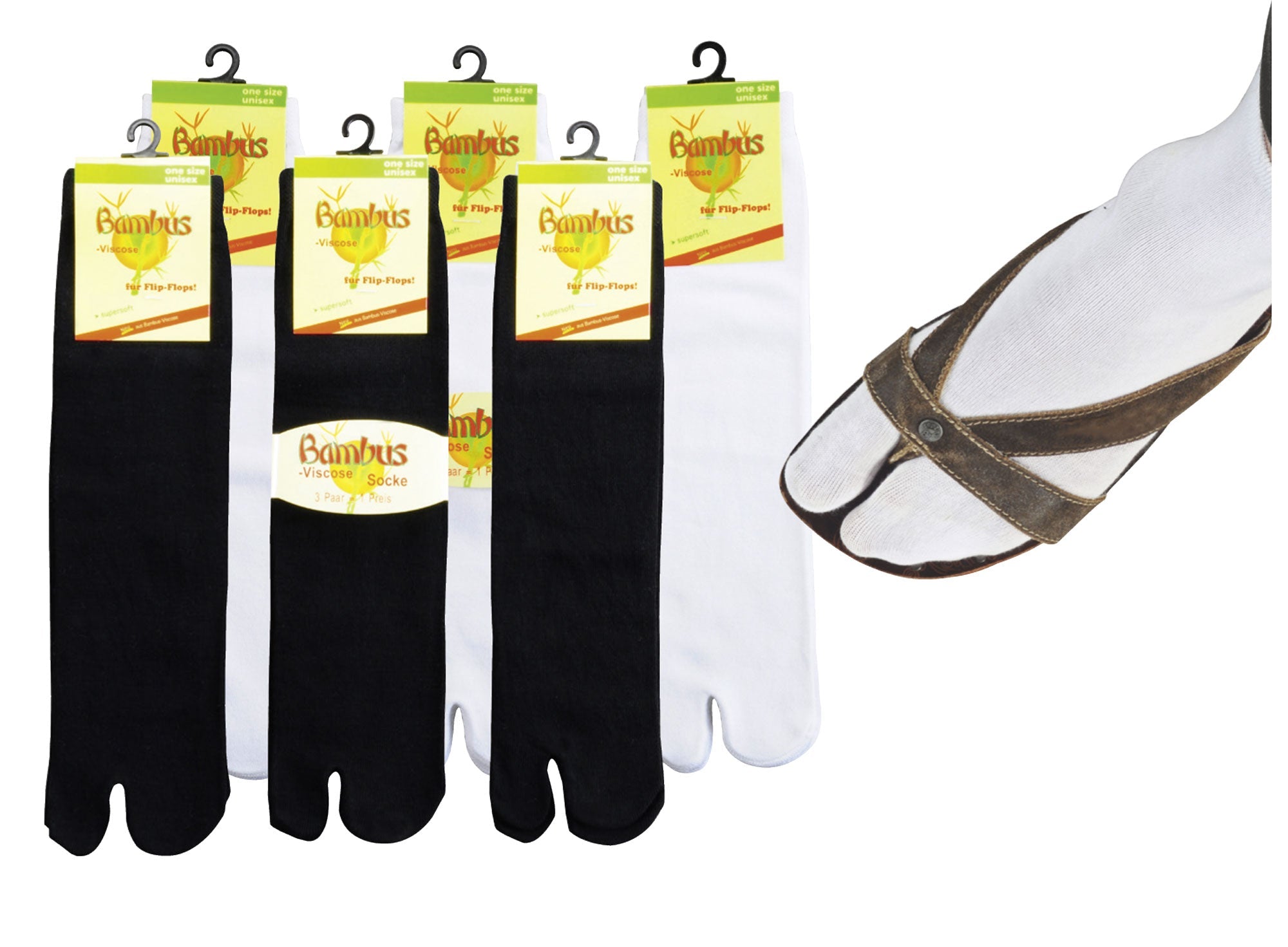 Tabi Socken für Flip-Flops Bambus Viskose 3–15 Paar Unisex
