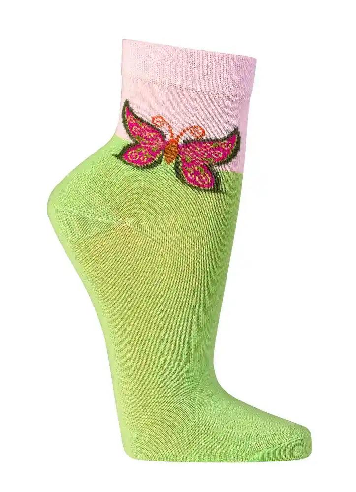 2 oder 4 Paar Baumwolle Kurzschaftsocken mit Schmetterlingsmotiv farbenfroh
