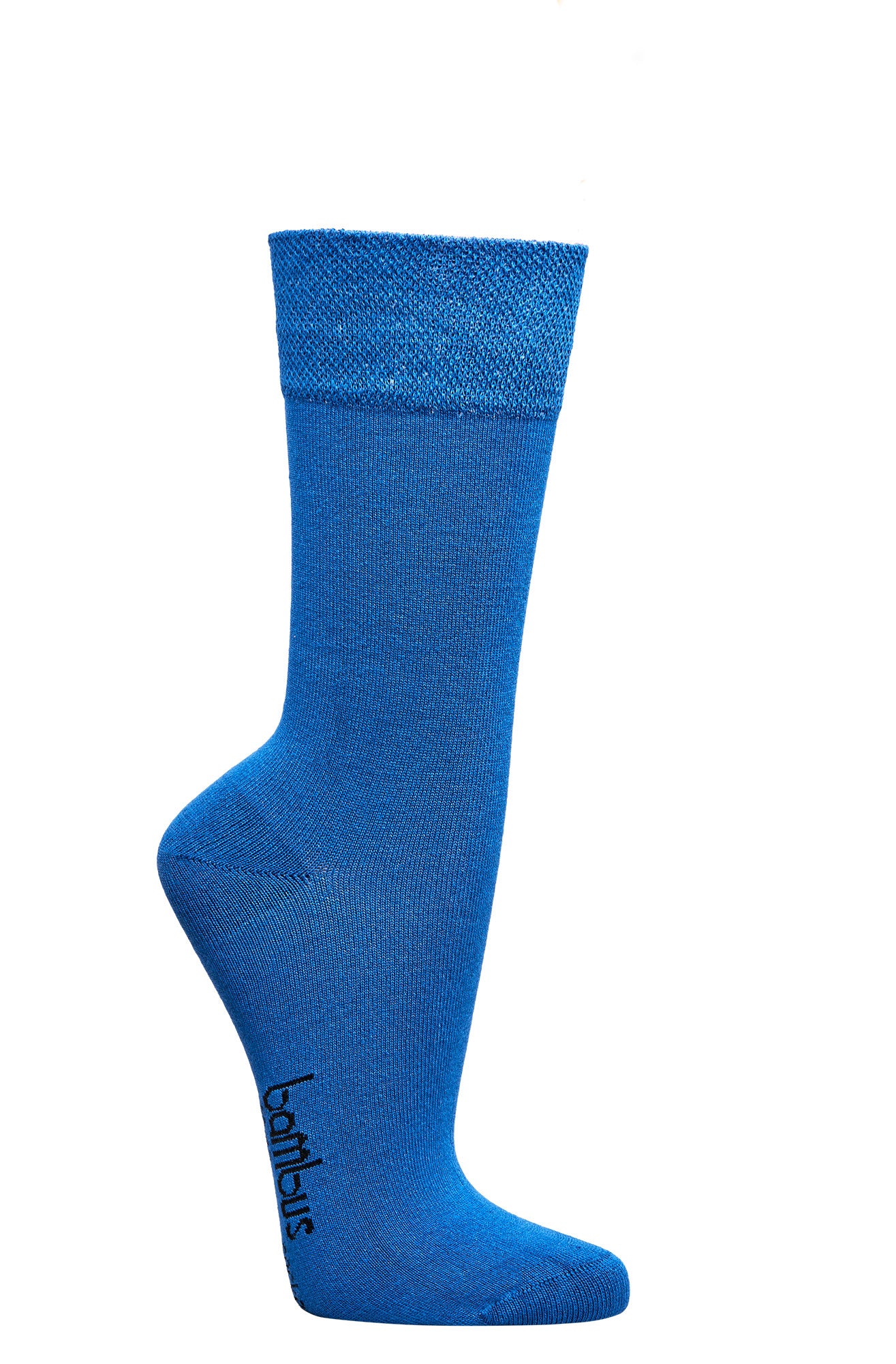 Bambus Viskose Socke in leuchtendem Blau mit weichem Komfortbund, handgekettelte Spitze und atmungsaktiver Qualität aus der 3-15 Paar Kollektion