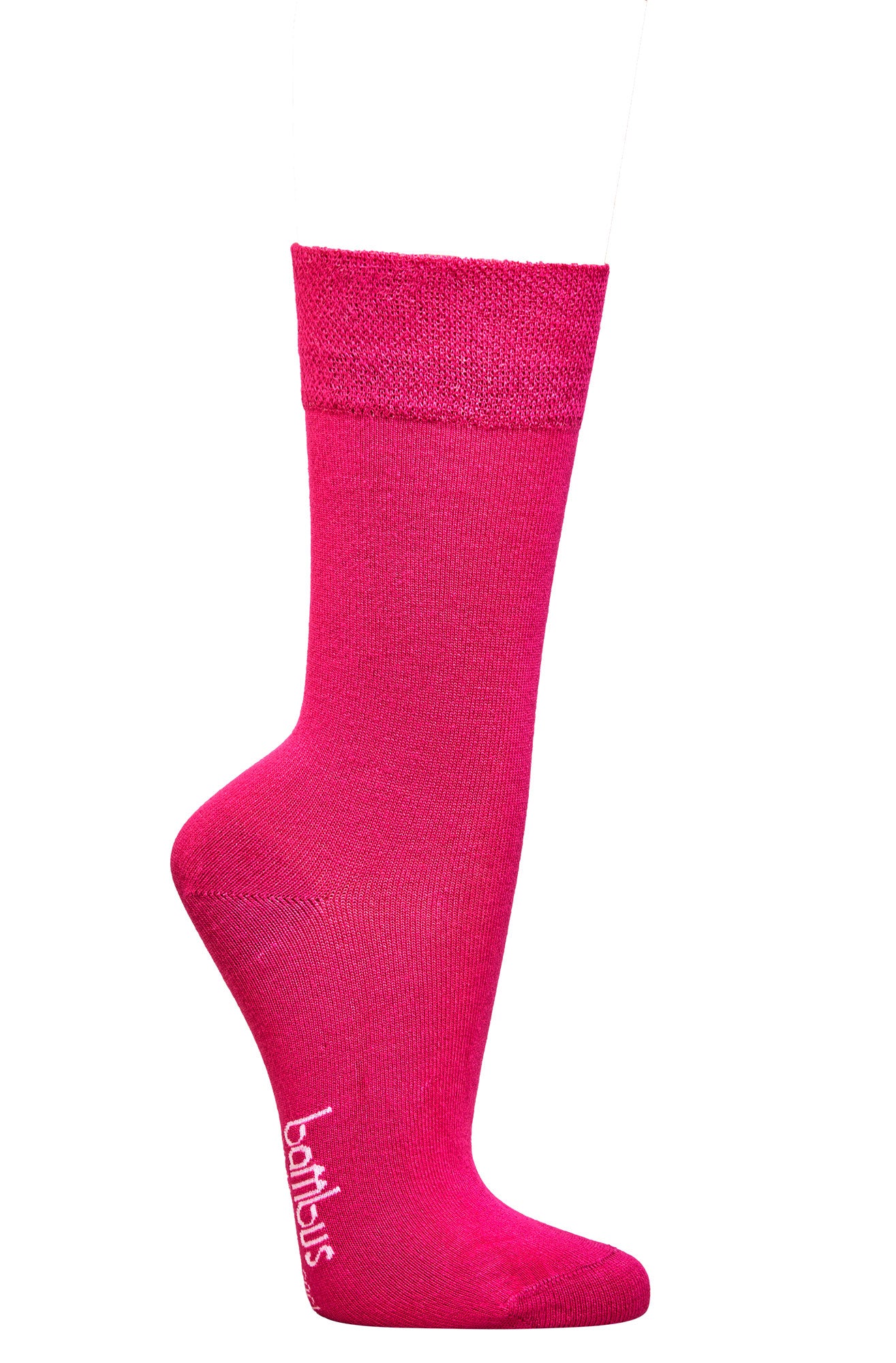 Bambus Viskose Socke in leuchtendem Pink mit weichem Softrand, aus der 3-15 Paar Kollektion, komfortabel ohne Gummi und mit handgeketteter Fußspitze