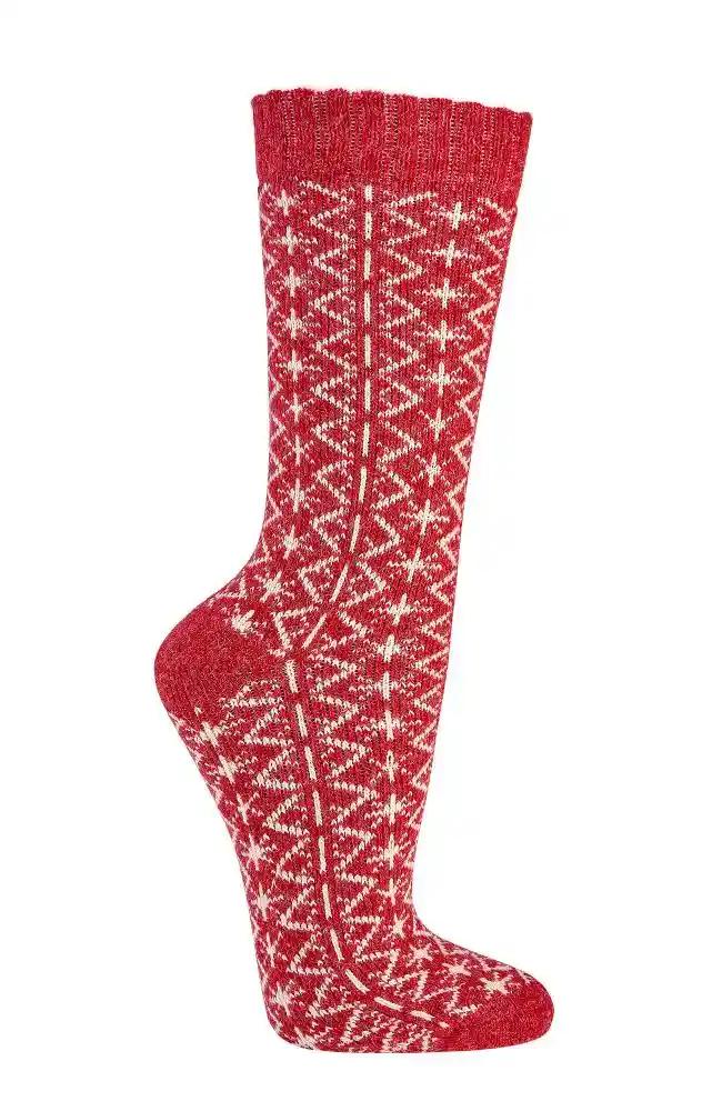 2 Paar Socken mit Merino und Alpaka Wolle für Damen Herren mit Folkloremotiv