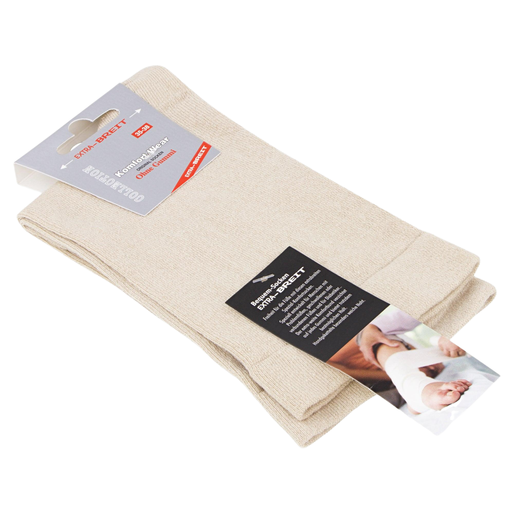 2 bis 10 Paar Diabetikersocken EXTRA-BREIT weit - foot-art - Das Bild Zeigt die Diabetikersocken in der Farbe beige im Bündel*0 - - #tag1# - #tag3# - #tag4# - - #foot-art# -