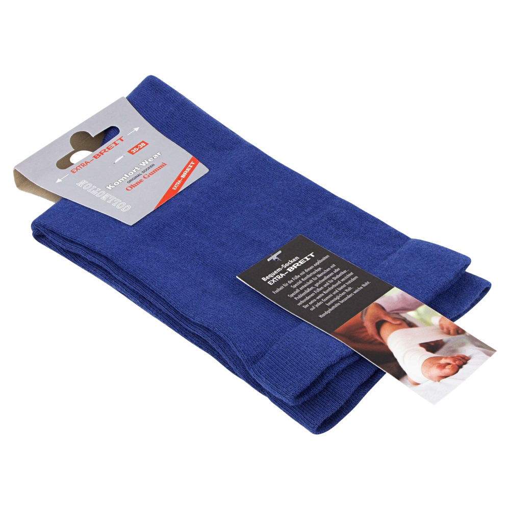 2 bis 10 Paar Diabetikersocken EXTRA-BREIT weit - foot-art - Die Farbe blau sollte natürlich nicht fehlen. Genau das zeigt dieses Bild. Gebündelt zu einem einem Paar je Bündel bleiben die Füße beim Kauf dieser Socke trocken. - - #tag1# - #tag3# - #tag4# - - #foot-art# - - #foot-art# -