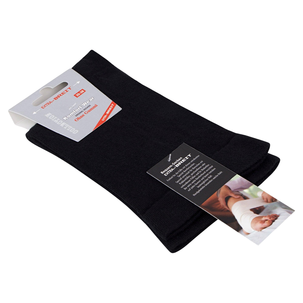2 bis 10 Paar Diabetikersocken EXTRA-BREIT weit - foot-art - Zeigt die Socke in schwarz und zusammengeschnürrt. Die Socke kommt mit 2 Etiketten versehen. Diese sollten mit einer Schere gelöst werden. - - #tag1# - #tag3# - #tag4# - - #foot-art# - - #foot-art# - - #foot-art# -