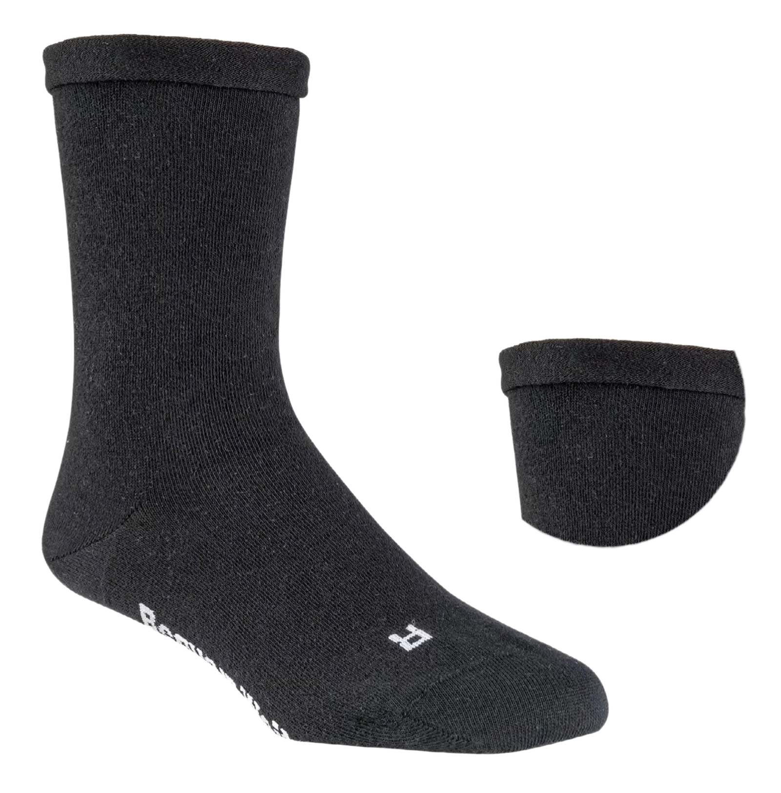 2 bis 10 Paar Diabetikersocken EXTRA-BREIT weit mit Rollrand und Silberausstattung - foot-art - Auf dem Bild siehst du eine Diabetikersocke mit einem mittelbreiten Bund der sehr weich ausgebildet ist. Das gewebe der Socke fühlt sich weich auf der Haut an und auf der Sohle ist ein weißer Schriftzug zu sehen. - - #tag1# - #tag3# - #tag4# - - #foot-art# - - #foot-art# - - #foot-art# -