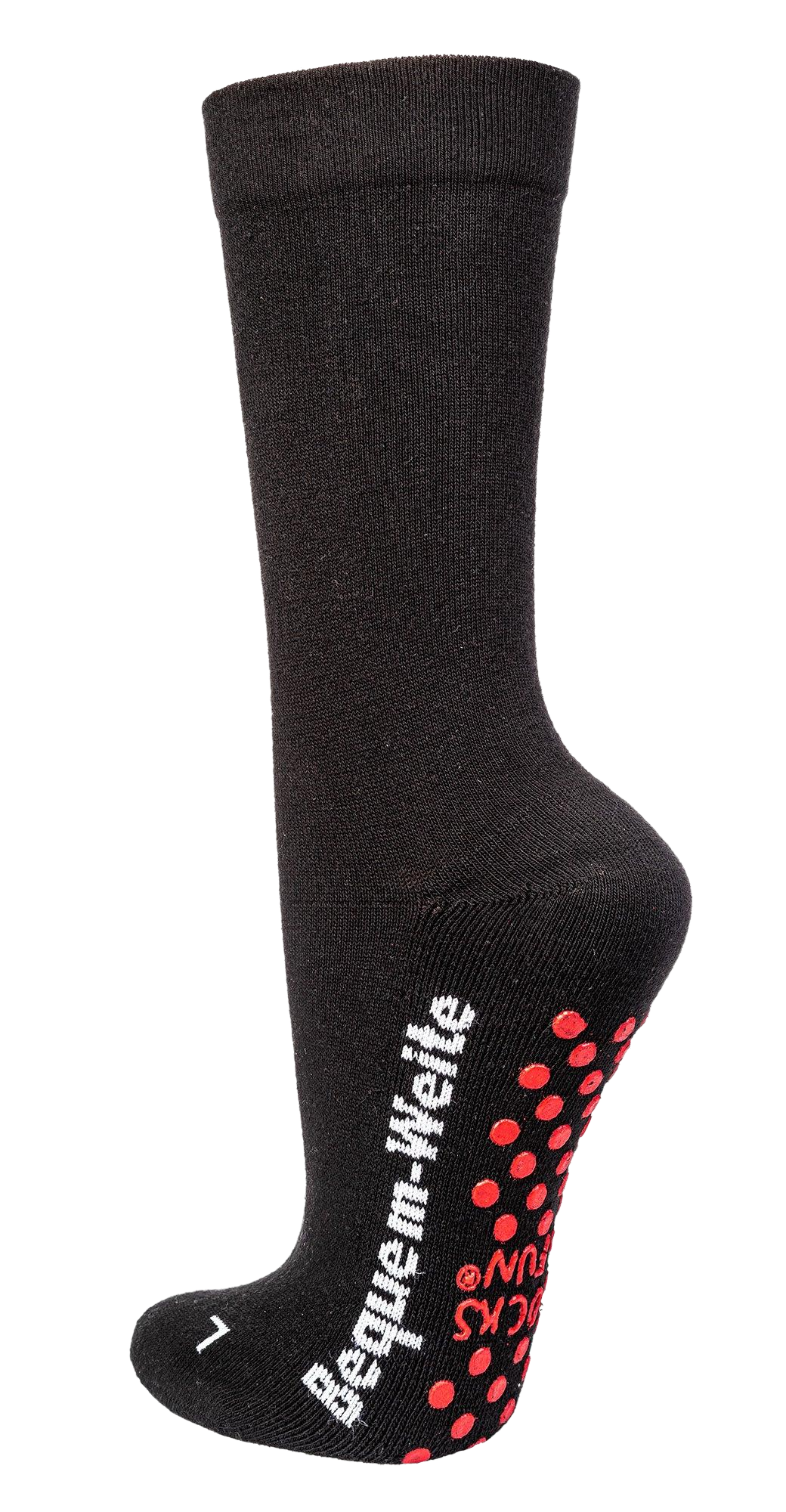 2 bis 10 Paar Diabetikersocken extra weit breit mit ABS Druck - foot-art - Zeigt die schwarze Socke mit Rotem abs-Druck und mit weißem Logo an der Seite. -  - #tag1# - #tag3# - #tag4# -  - #foot-art# -  - #foot-art# -  - #foot-art# -  - #foot-art# -