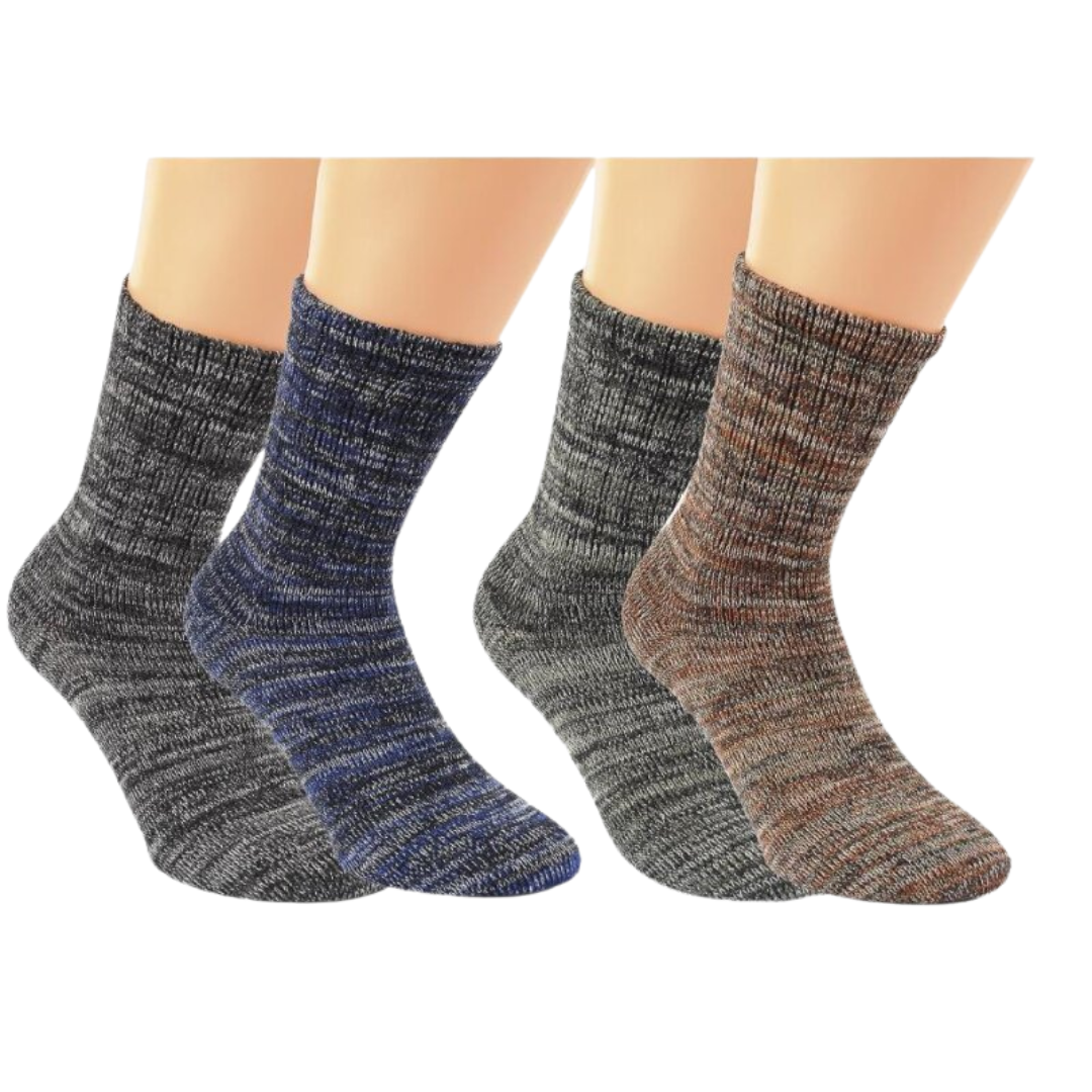 2 oder 4 Paar warme Herbst Winter Bambus Viskose Socken Unisex in melierter Optik, vier verschiedene Herbstfarben, aus atmungsaktiver Bambusviskose mit Komfortbund und flacher Zehennaht