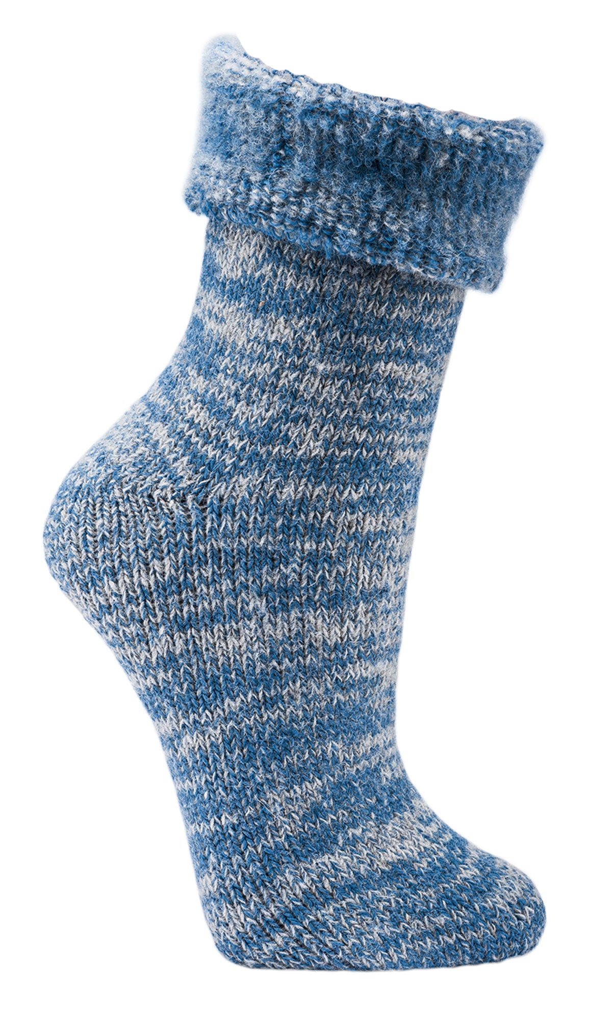 Wowerat Thermo-Wollsocken in Jeansmelange mit weichem Umschlagbund