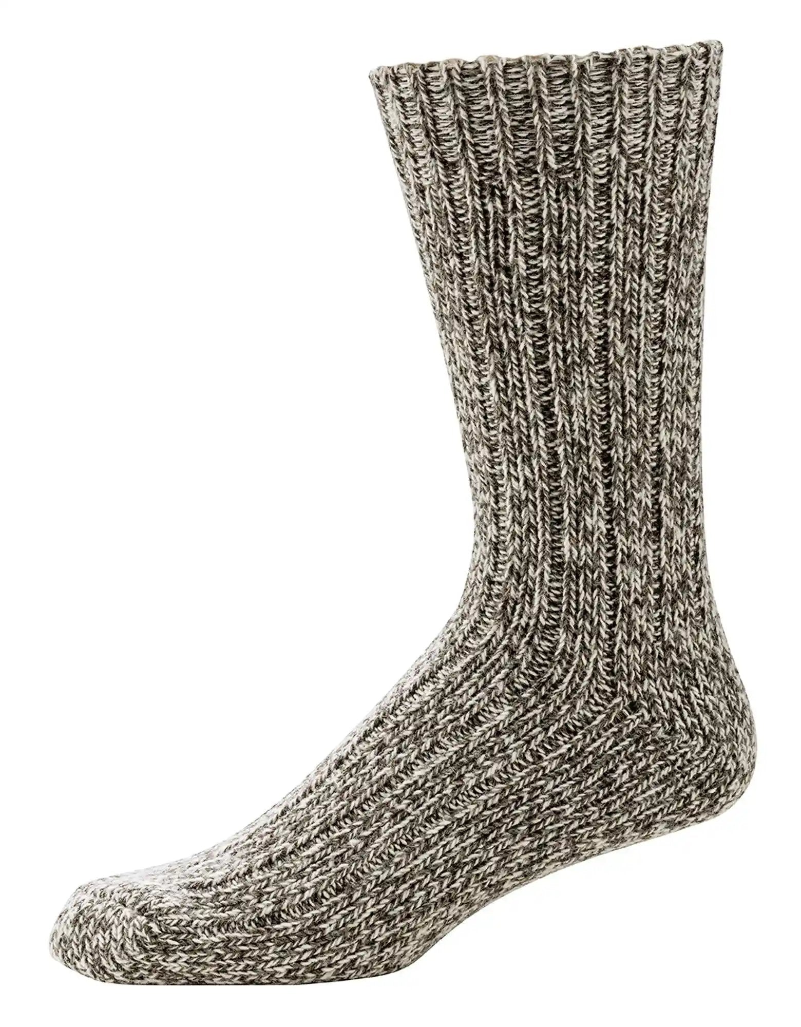 3 oder 6 Paar warme weiche Norweger Socken mit Wolle Baumwolle Viskose, gestrickte Wintersocke in meliertem Grau-Weiß, dicke Struktur für optimalen Komfort und Wärme