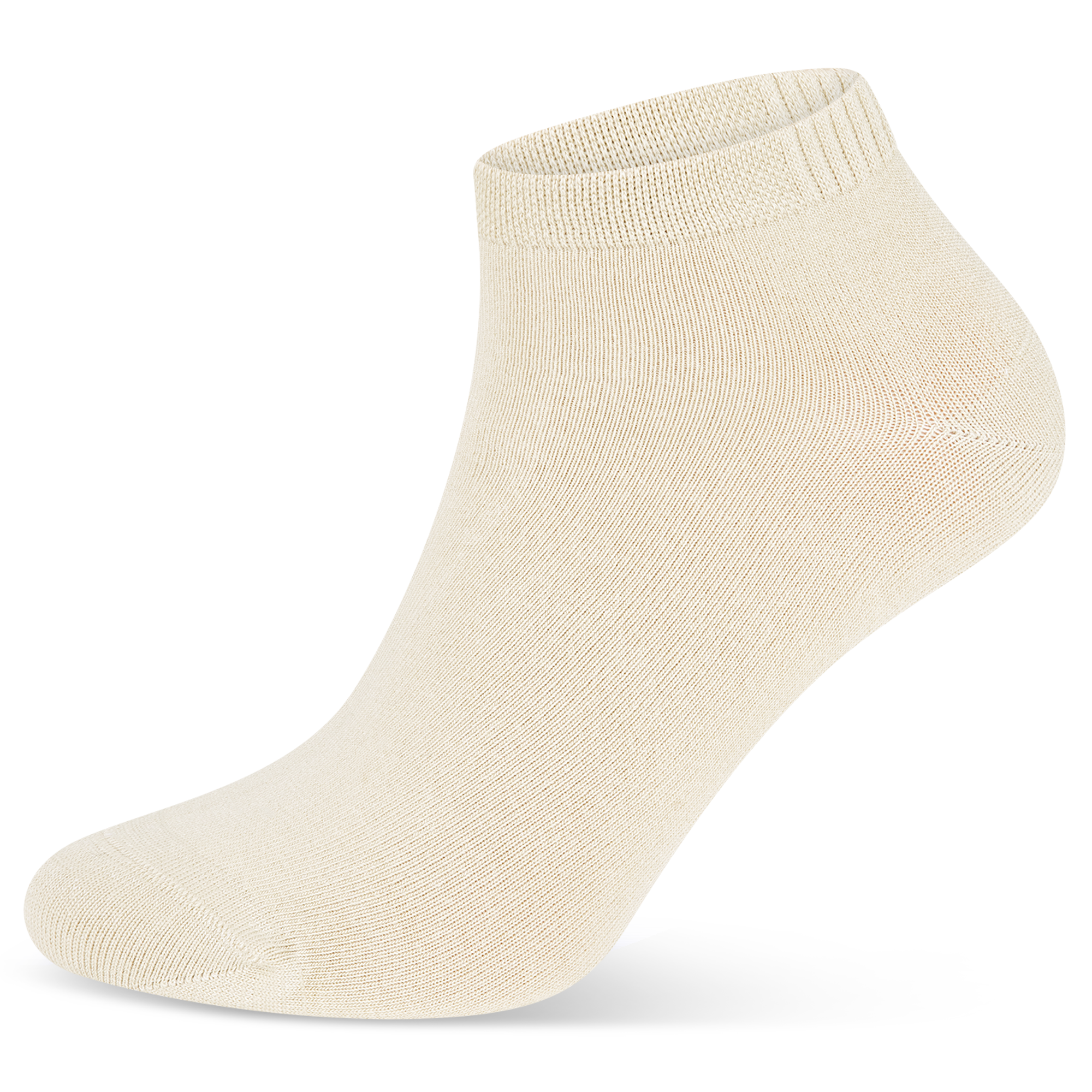 Auf dem Bild siehst du eine beige Bambus Viskose Sneaker Socke als Nahaufnahme.