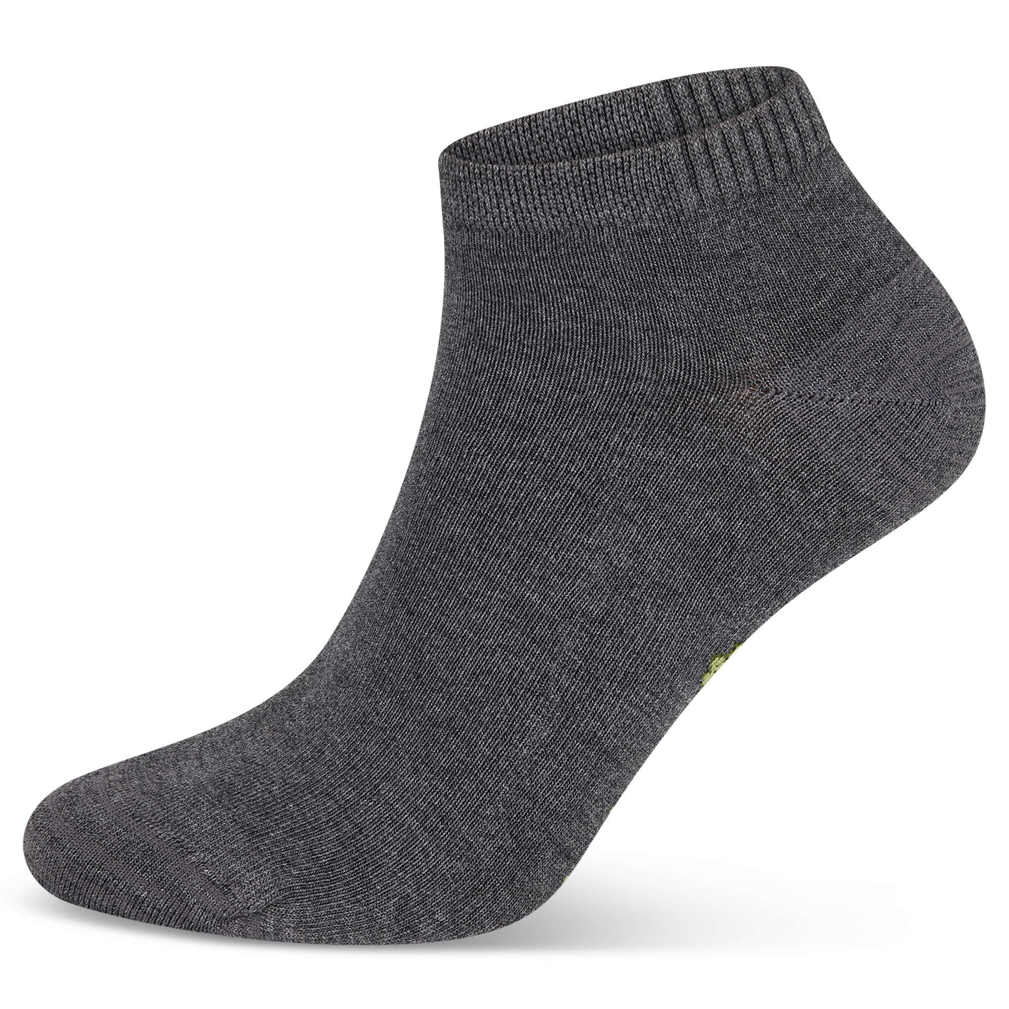 Auf dem Bild siehst du eine hell
graue Bambus Viskose Sneaker Socke als Nahaufnahme.