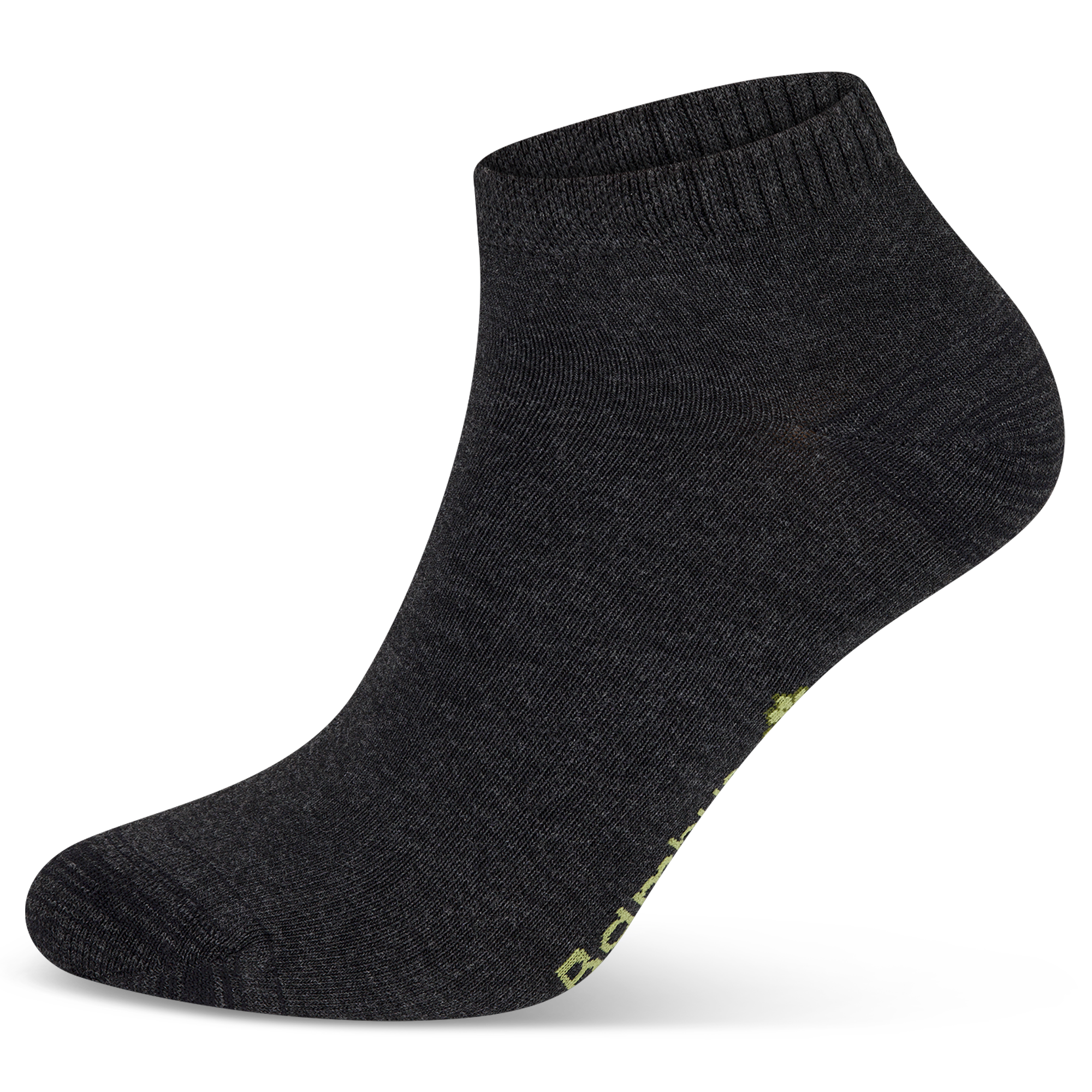 Auf dem Bild siehst du eine dunkel
graue Bambus Viskose Sneaker Socke als Nahaufnahme.