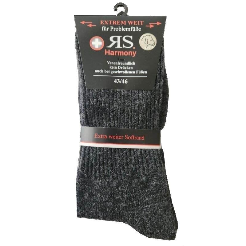 RS Harmony extra weite Unisex Wollsocken mit Alpakawolle in Hellgrau und Dunkelgrau