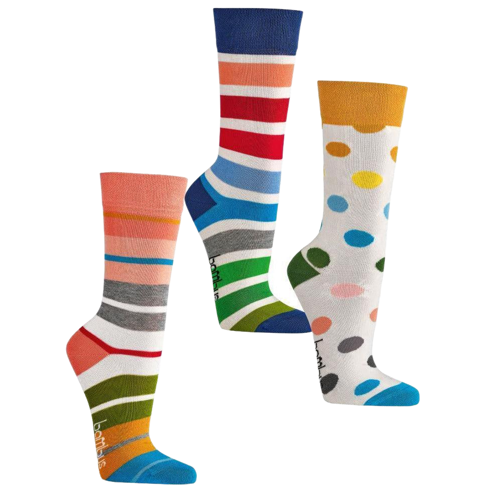 2 Paar fröhlich bunte Bambus Viskose Socken Damensocken ohne Gummi