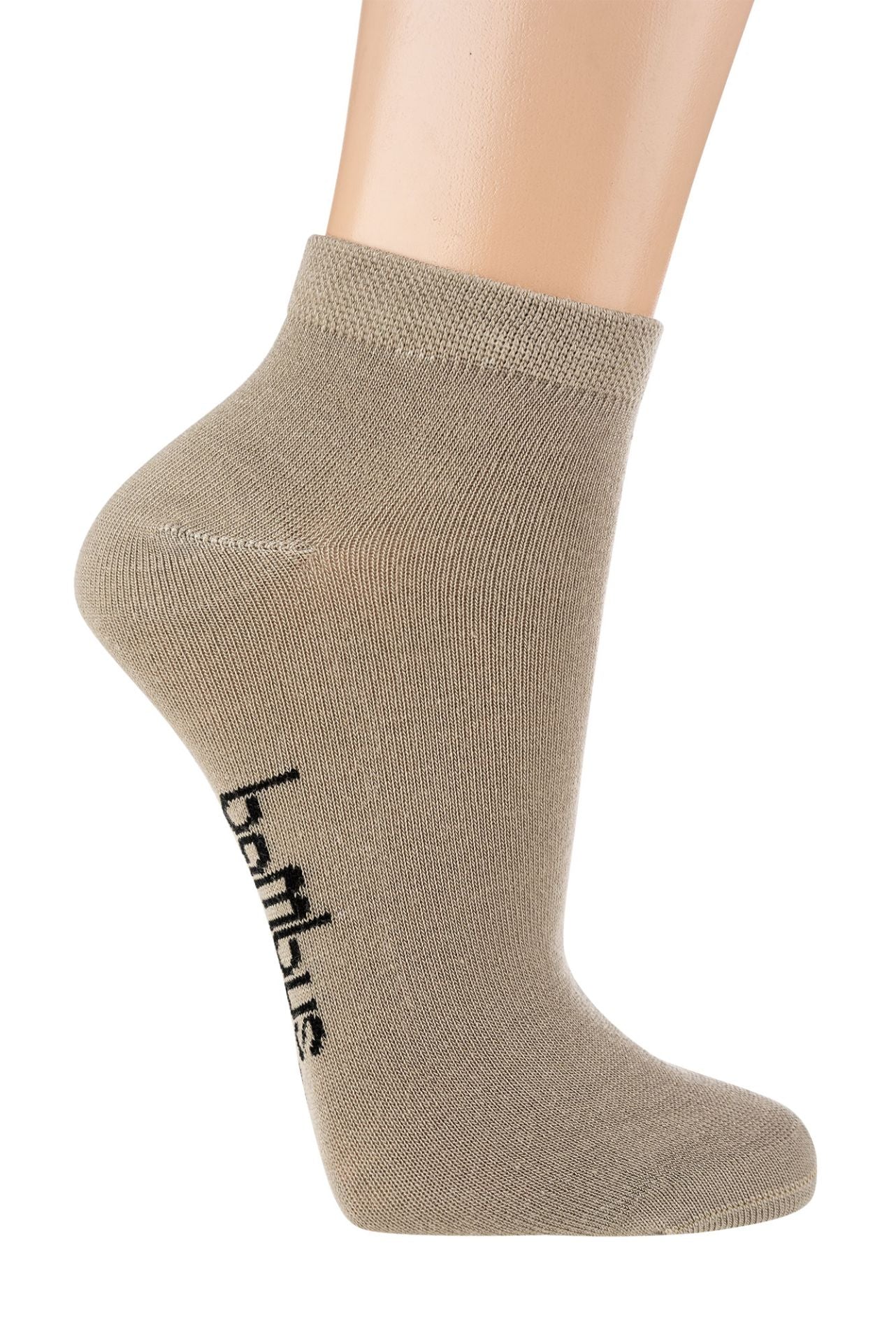 Beige Bambus Viskose Sneaker Socken in kurzer Form weich und bequem auf Fuß