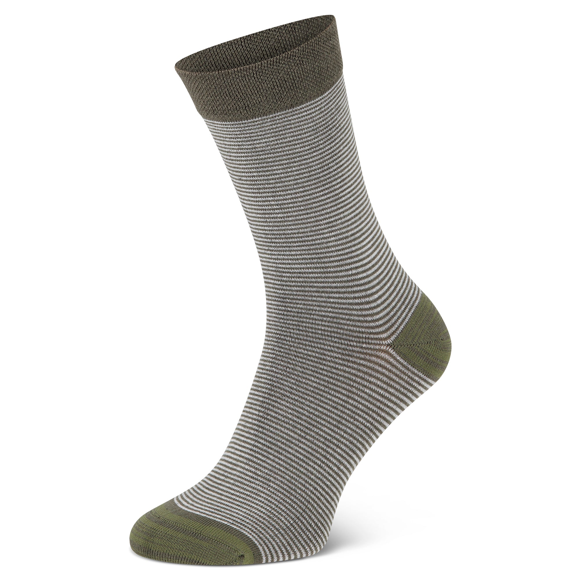 Bambus Viskose Socken in Oliv für Damen und Herren mit feinem Ringeldesign
