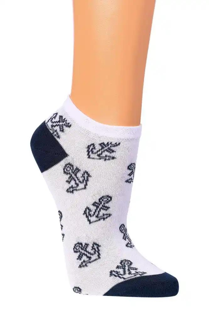 Weiße Bio Sneaker Socken maritim mit Anker Motiv aus Biobaumwolle, kurze Sneakersocken