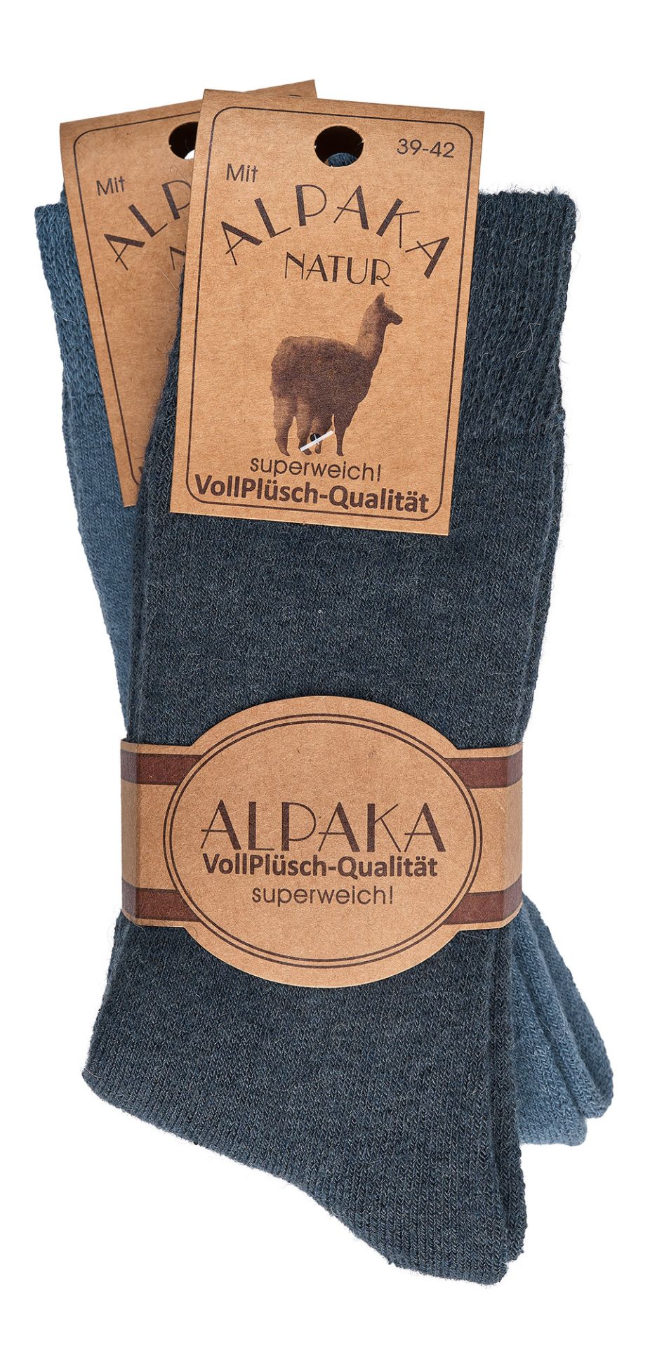 Feine Wollsocken mit Alpakawolle assortiert, superweich mit Etikett, glatte Optik