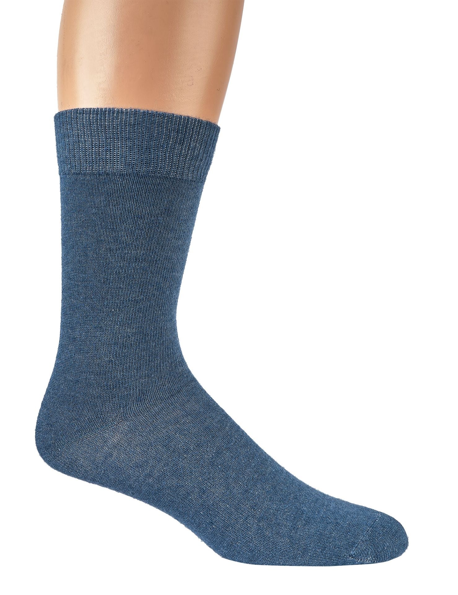 Blaue Wollsocke mit Alpakawolle, superweich, feines Strickbild, bequeme Passform