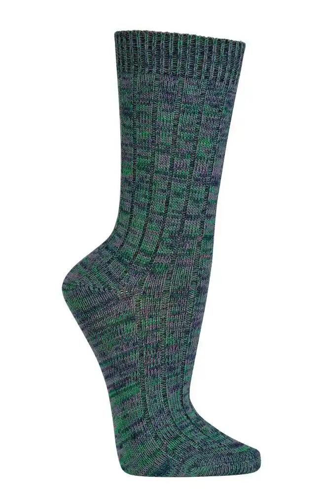 Bambus-Viskose Socken Multicolor – grün meliert, weiche Flachnaht, elastischer Sitz