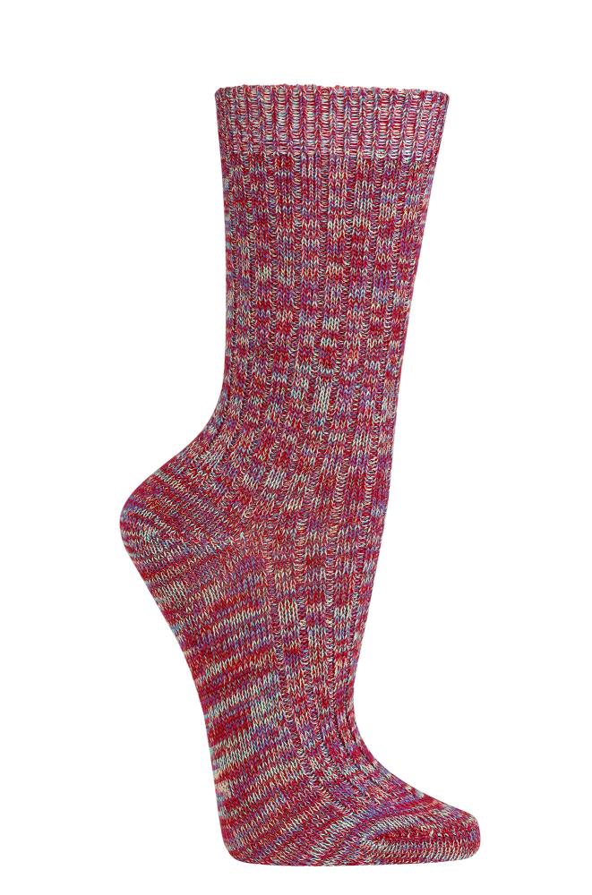 Bambus-Viskose Socken Multicolor – rot meliert, flache Naht, bequemer Komfortbund