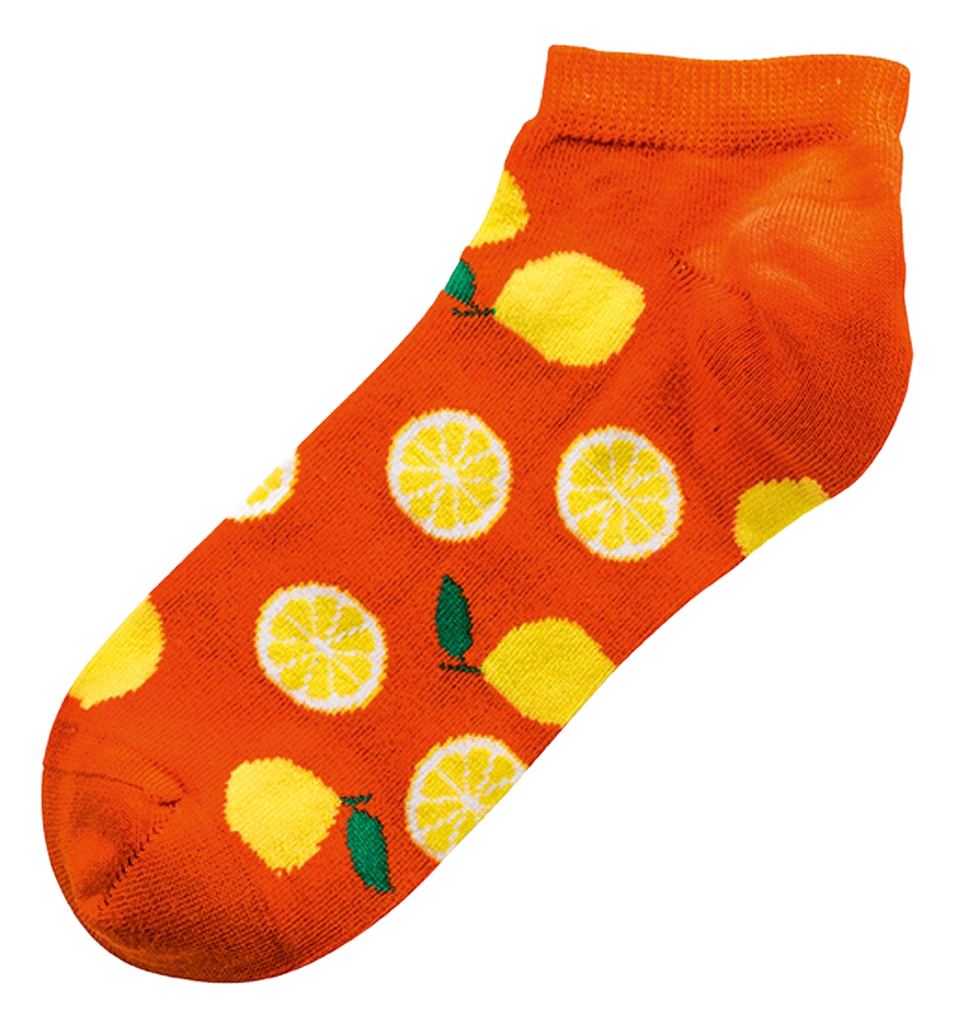 Motivsocken mit buntem Früchtedesign Zitrone als Sneaker Socken aus Baumwolle