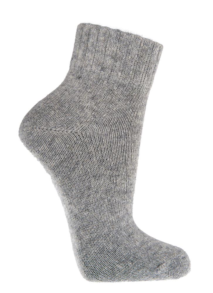 Graumelange Kurzschaft Wollsocken aus Merinowolle und Kaschmir weich und kuschelig