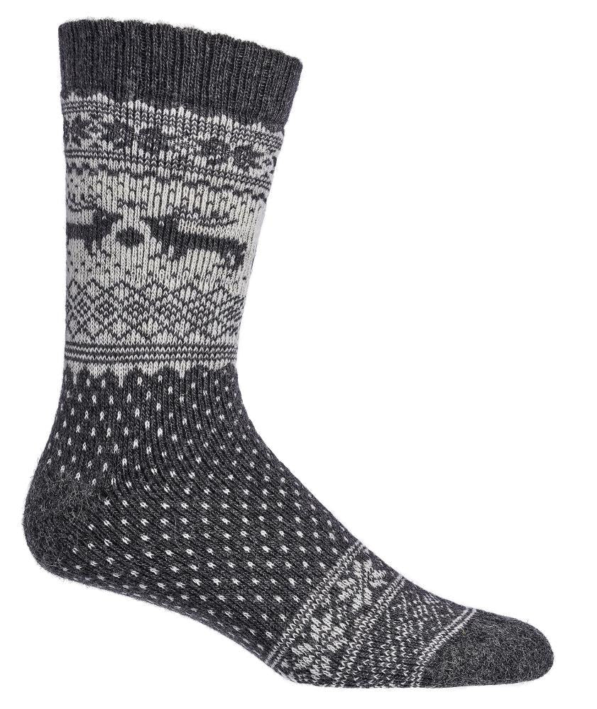Norweger Socken anthrazit mit Merino und Alpakawolle, kuschelige Wollsocken für kalte Tage