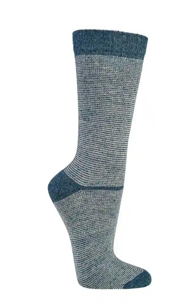 Ringel Wollsocken petrol mit Alpakawolle und Merinowolle, hochwertig gefertigt in Portugal