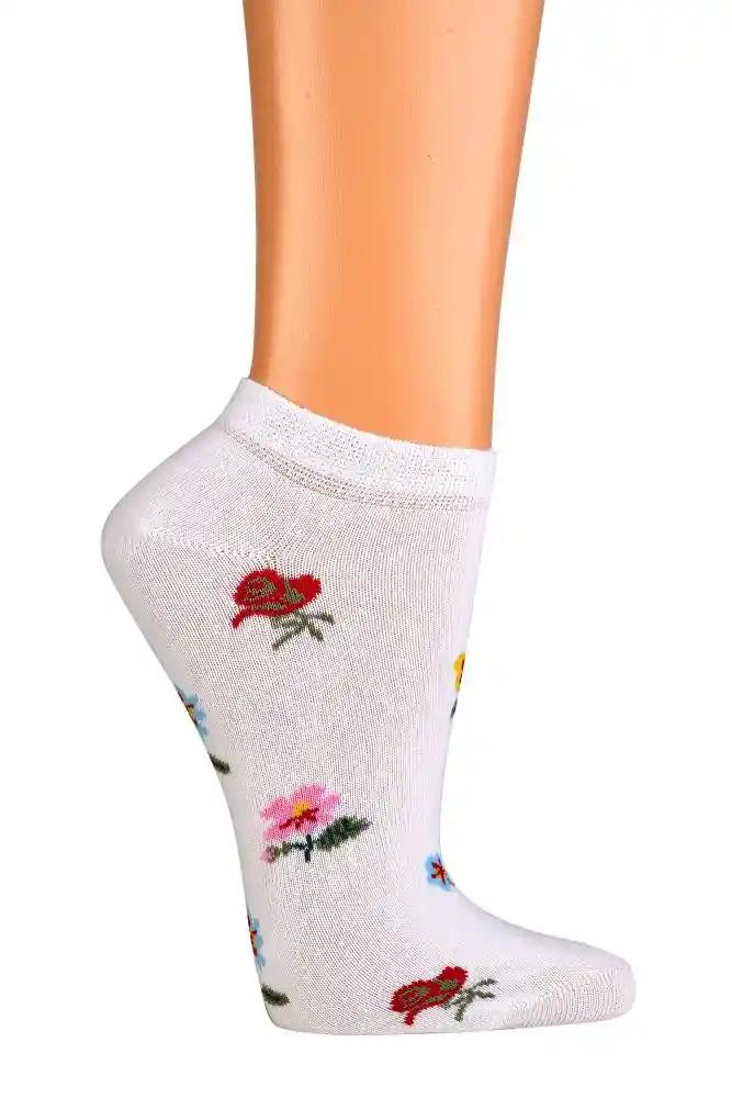 Weiße Sneaker Socken mit Blumenmotiv aus gekämmter Baumwolle, kurzer Schnitt für Frühling und Sommer