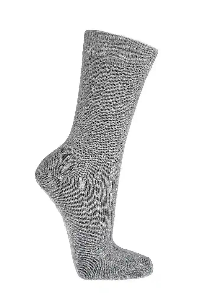 Socken mit Merinowolle und Kaschmir in graumelange am Fuß getragen, 2 Paar Bündel, Größen 35-38 bis 43-46
