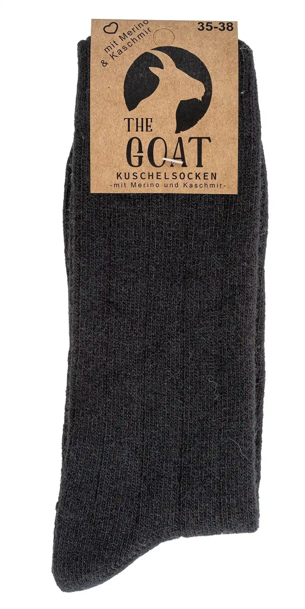Socken mit Merinowolle und Kaschmir mit Etikett in schwarz, Materialmix Merino Kaschmir Viskose Polyamid