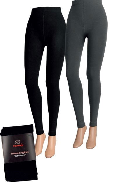 Thermoleggings Damen extra warm in Schwarz mit Innenfleece, Winterleggings Größen S bis XXXL