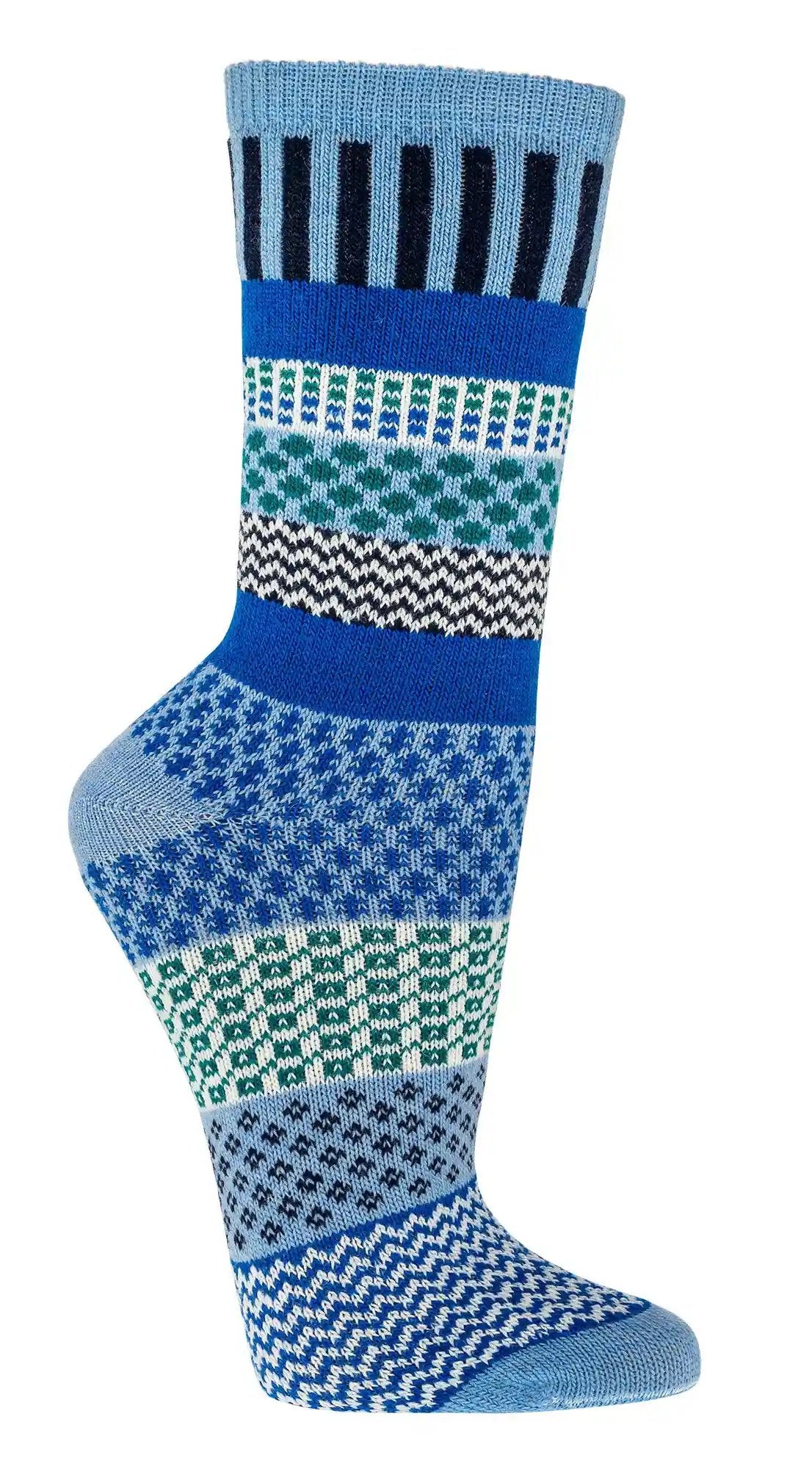 2 Paar fröhlich bunte Wollsocken Socken 45% Wolle für Damen Mädchen gemustert