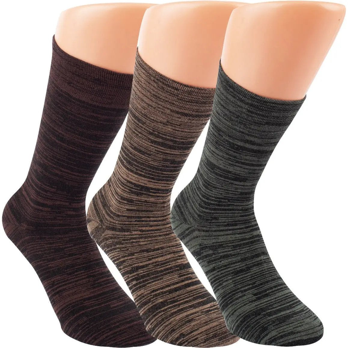 Bambus Viskose Socken MELANGE in drei erdigen Farbtonen - olive, braun und dunkelbraun - mit verstarkter Spitze, Softrand und handgekettelter Fussspitze fur optimalen Tragekomfort