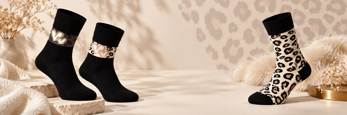 Damen Leo Socken mit Leopardenmuster als modischer Animal Print Trend 2026