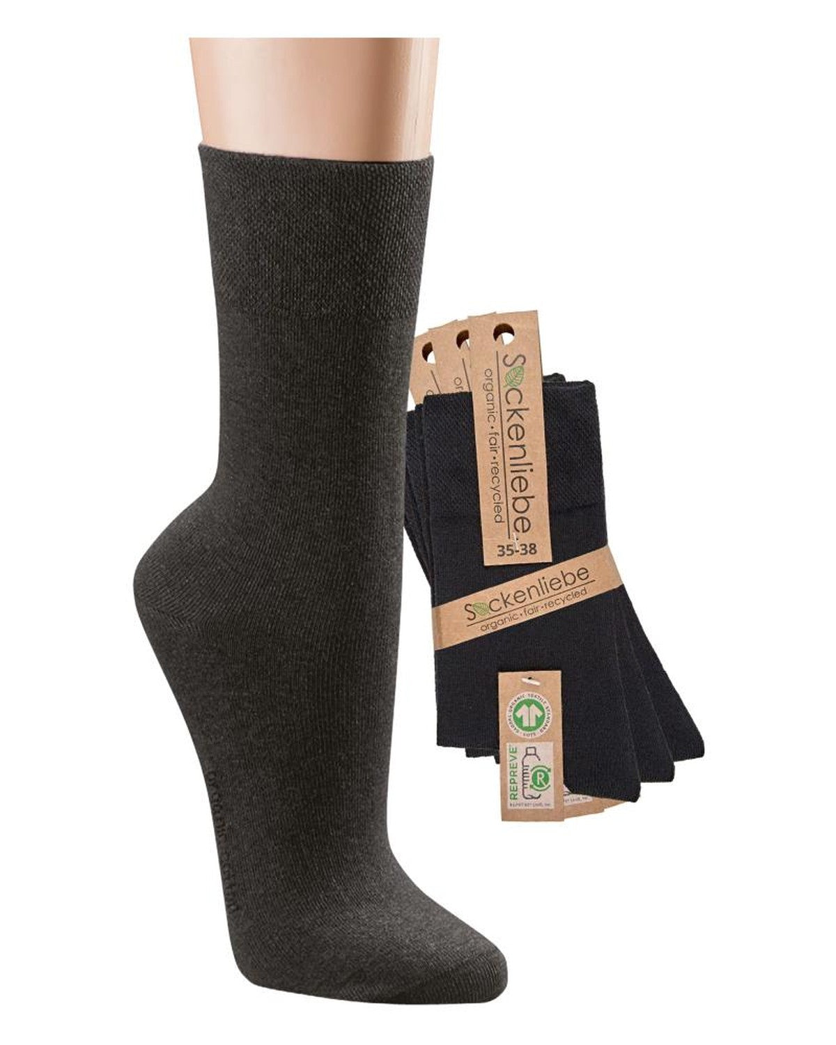 Nachhaltige Socken in schwarz mit Biobaumwolle und recyceltem PET