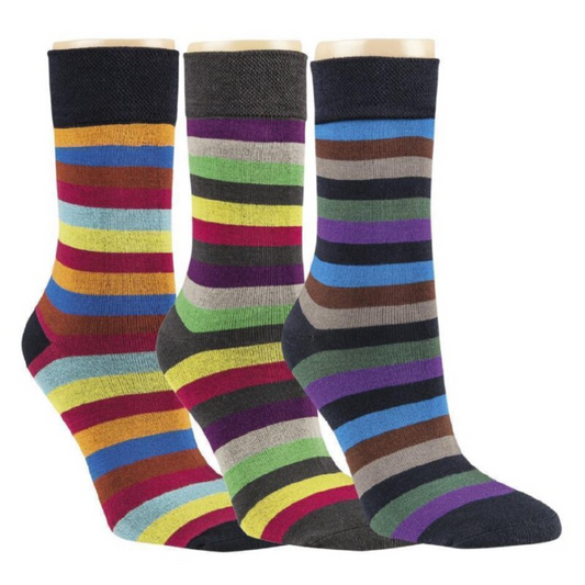 3-15 pairs of bamboo viscose socks striped soft edge without rubber