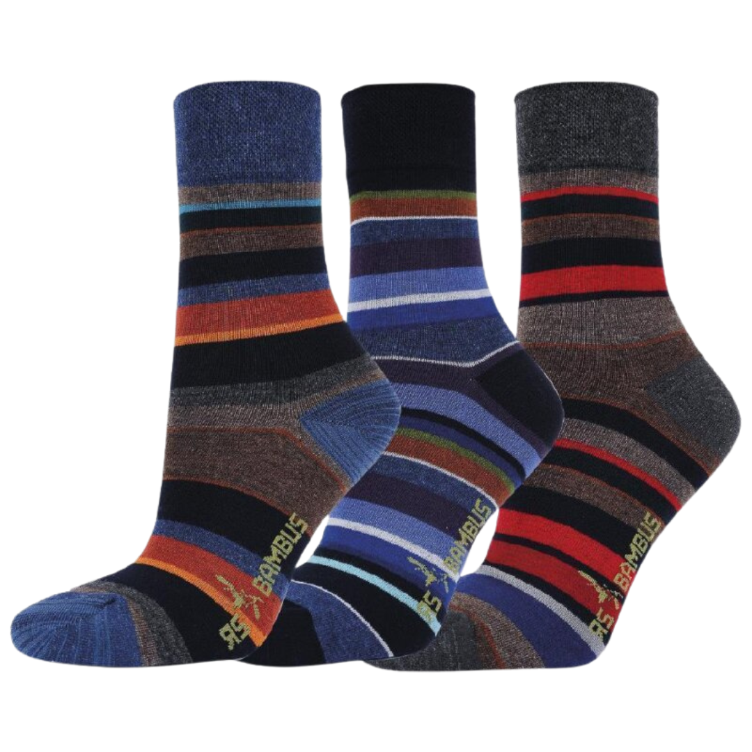 3-15 Paar Bambus Viskose Socken Herbst Ringel Softrand ohne Gummi für Damen