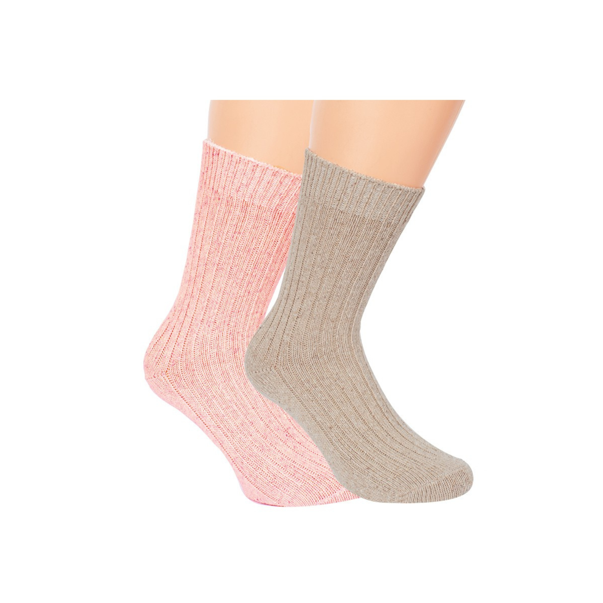 Socken mit Merinowolle und Seide in der Farbe beige und rosa