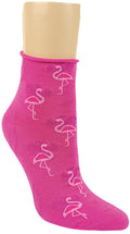 3 oder 6 Paar Kurzsocken Baumwolle mit Flamingomotiv und Rollrand pink und weiß