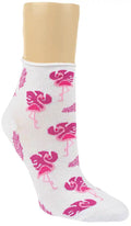 3 oder 6 Paar Kurzsocken Baumwolle mit Flamingo Motiv und Rollrand pink und weiß