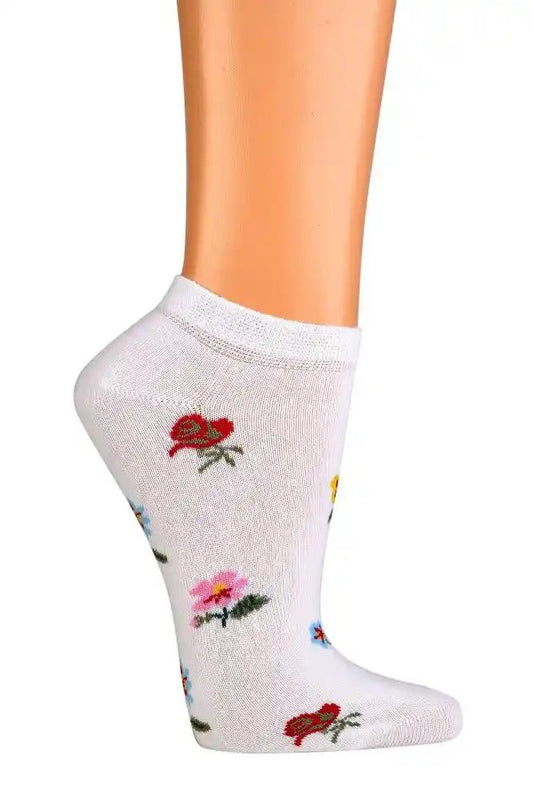 3 Paar Sneaker Socken mit Blumen gekämmte Baumwolle schwarz oder weiß