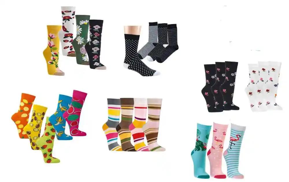 3 pairs of colorful socks with different cheerful motifs lots of cotton
