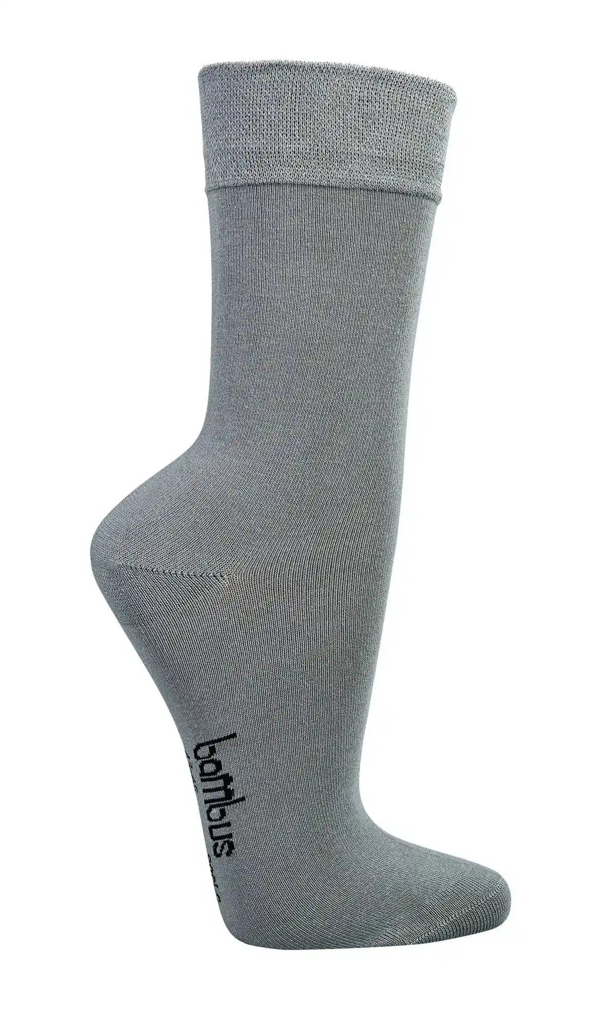 6 Paar Bambus Viskose Socken Unisex Softrand ohne Gummi in grau, atmungsaktive Business Socken mit weichem Softbund und verstärkter Ferse für optimalen Komfort im Alltag