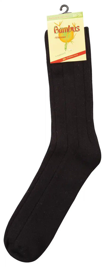 Schwarze Bambus Viskose Socken mit Frottee-Polstersohle, einzeln verpackt mit Bambus-Viscose Etikett - 3-15 Paar Bambus Viskose Socken Frottee