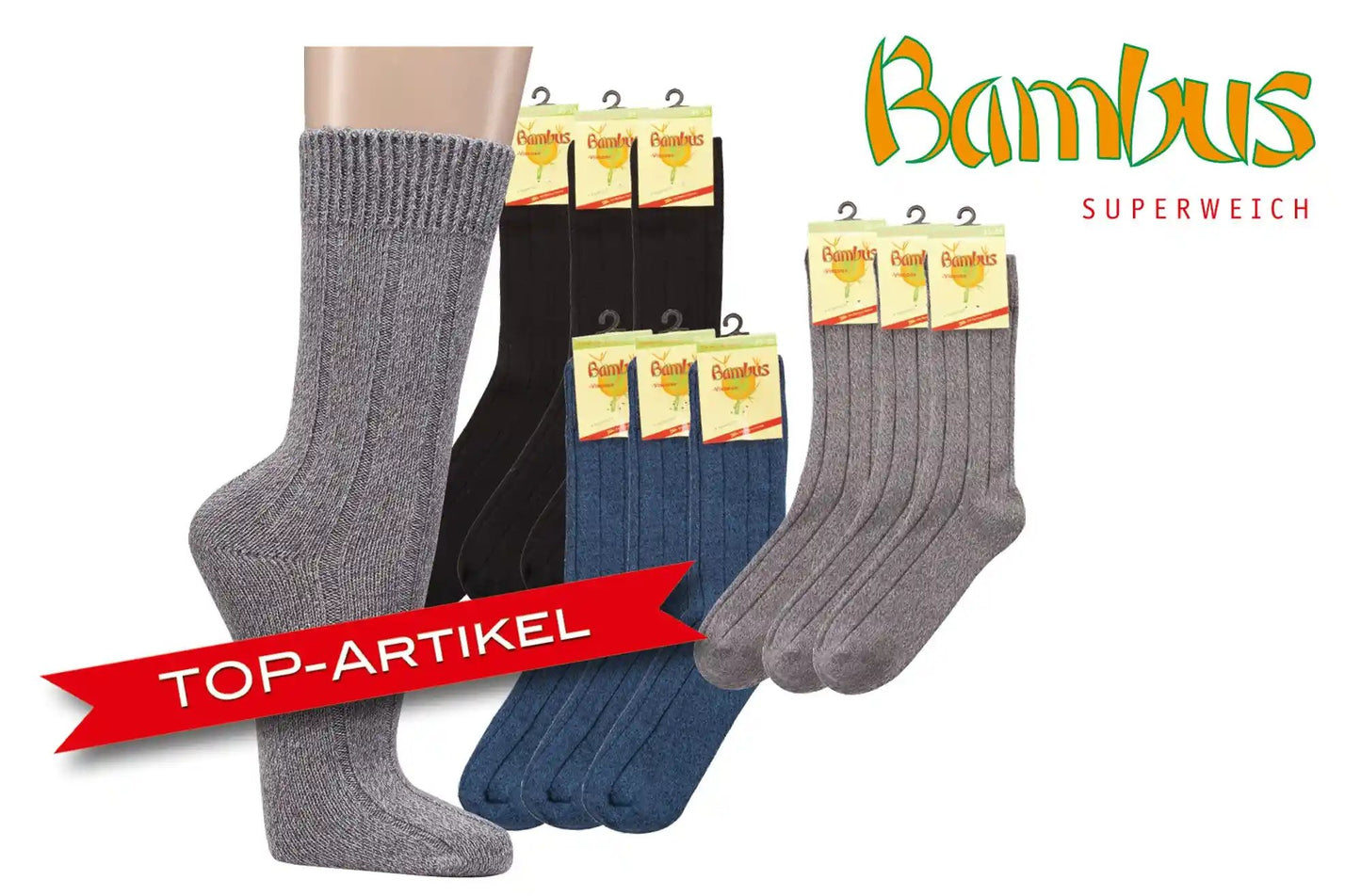 3-15 pairs of WARM bamboo viscose socks, soft edges without rubber, for women and men