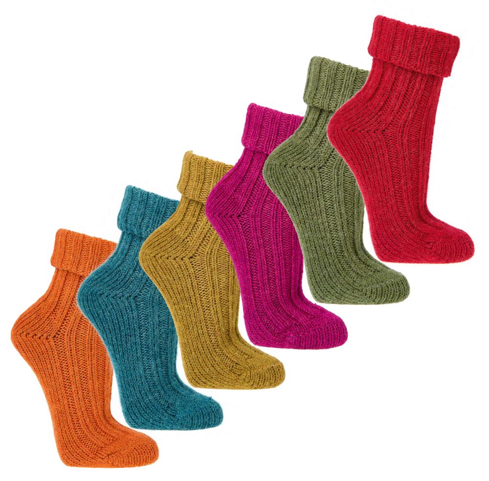 2 pares de calcetines de lana de colores con lana de alpaca para mujer y niña