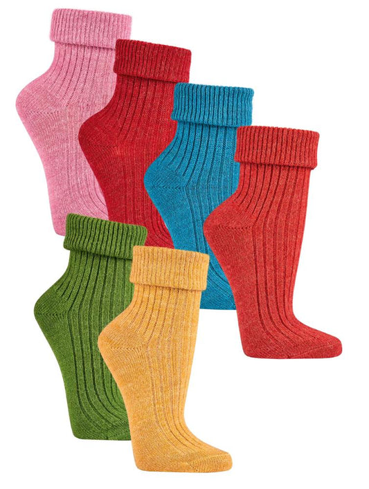 2 pares de calcetines de lana de colores con 100% pura lana para mujer